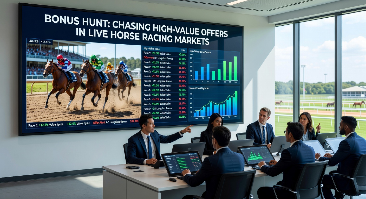 Close-up of betting interface during a live horse race, highlighting active bonus pop-ups and real-time odds changes