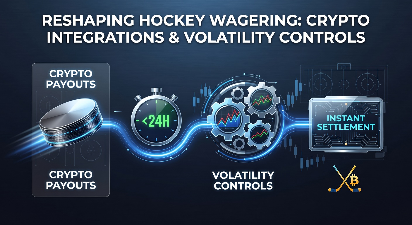 Professional hockey players in action during a high-stakes game with digital cryptocurrency overlays representing modern wagering integrations
