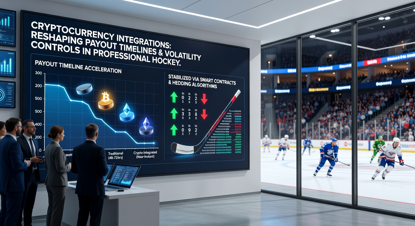Digital interface displaying cryptocurrency wallet balances alongside live NHL betting odds and volatility metrics