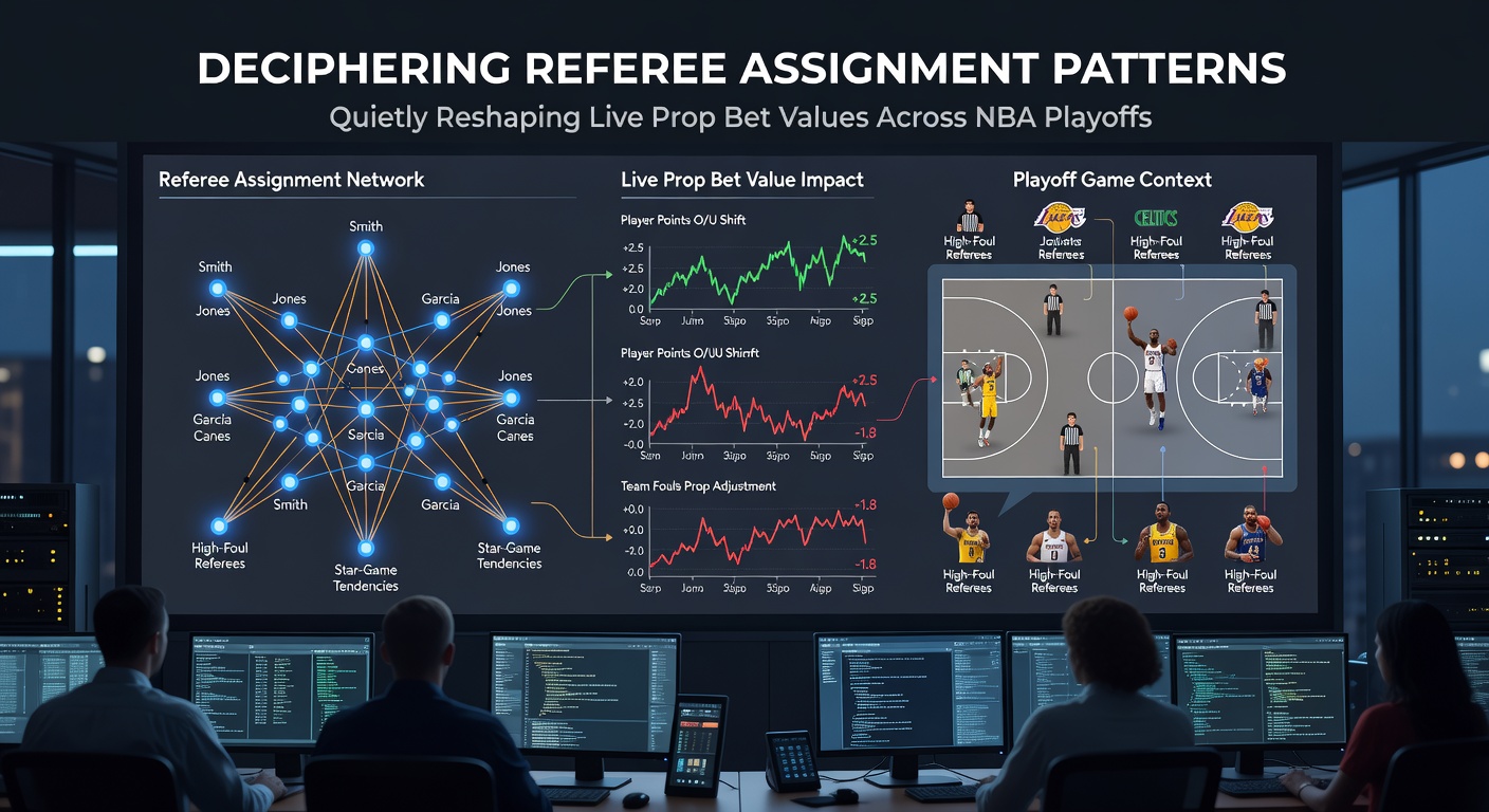 Close-up of NBA referees discussing a call during a playoff series