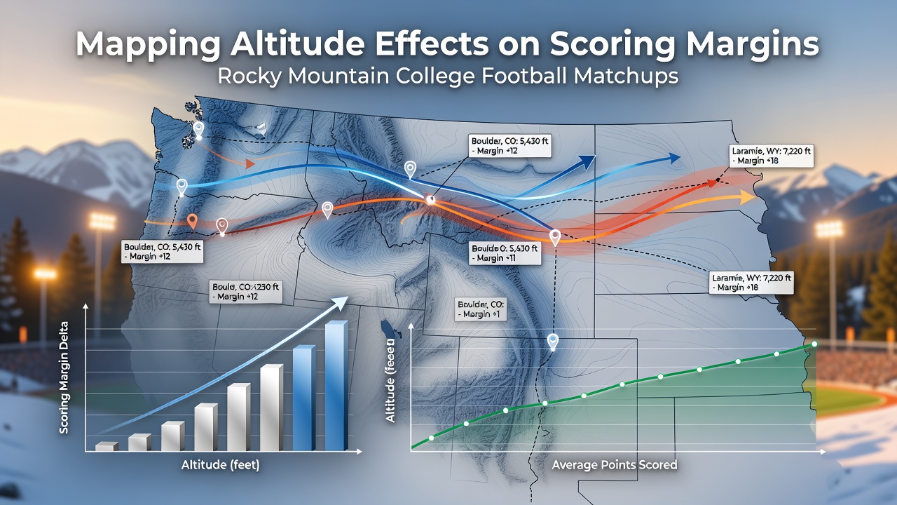 Chart displaying scoring margin trends across multiple Rocky Mountain college football seasons with elevation data points