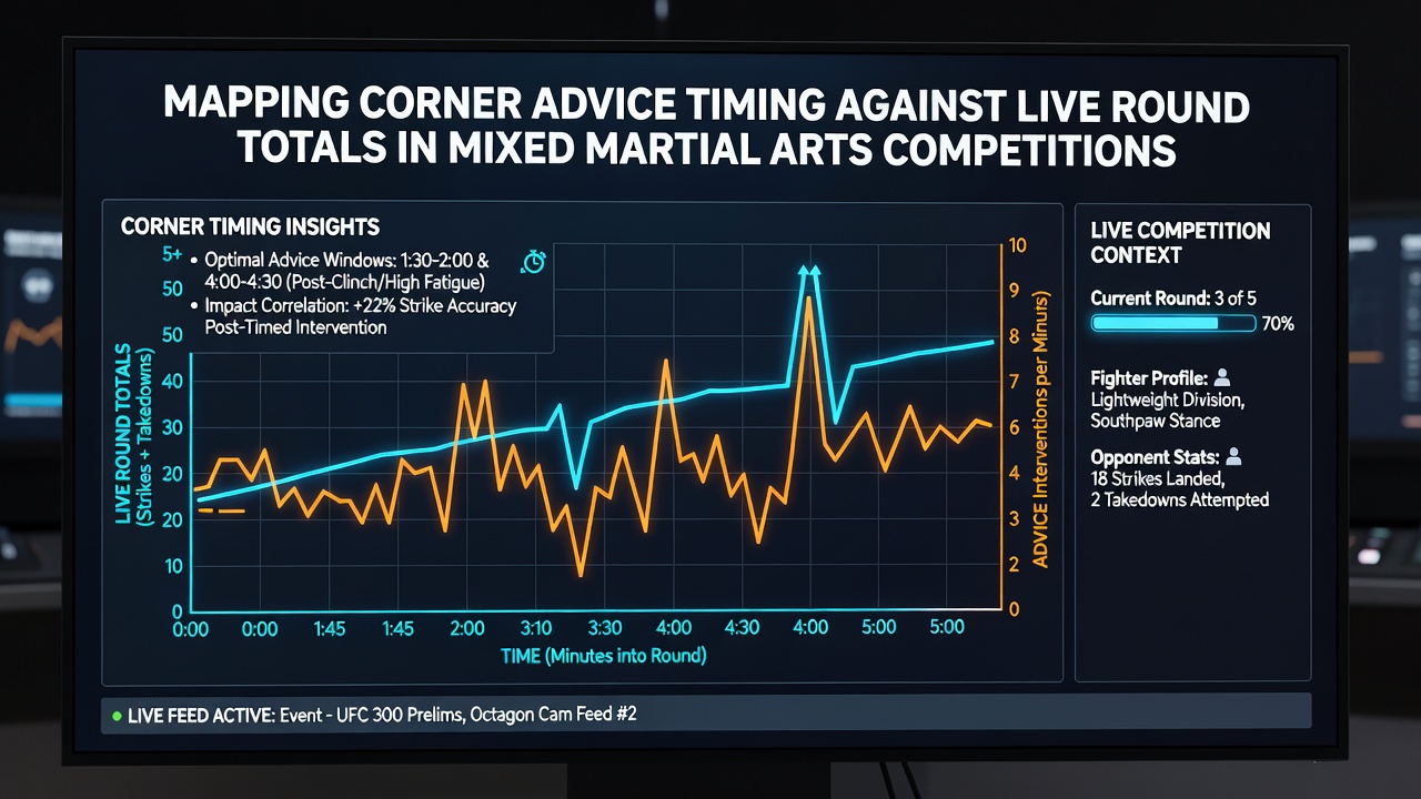 Chart illustrating correlations between corner advice timing and live round total movements in MMA events