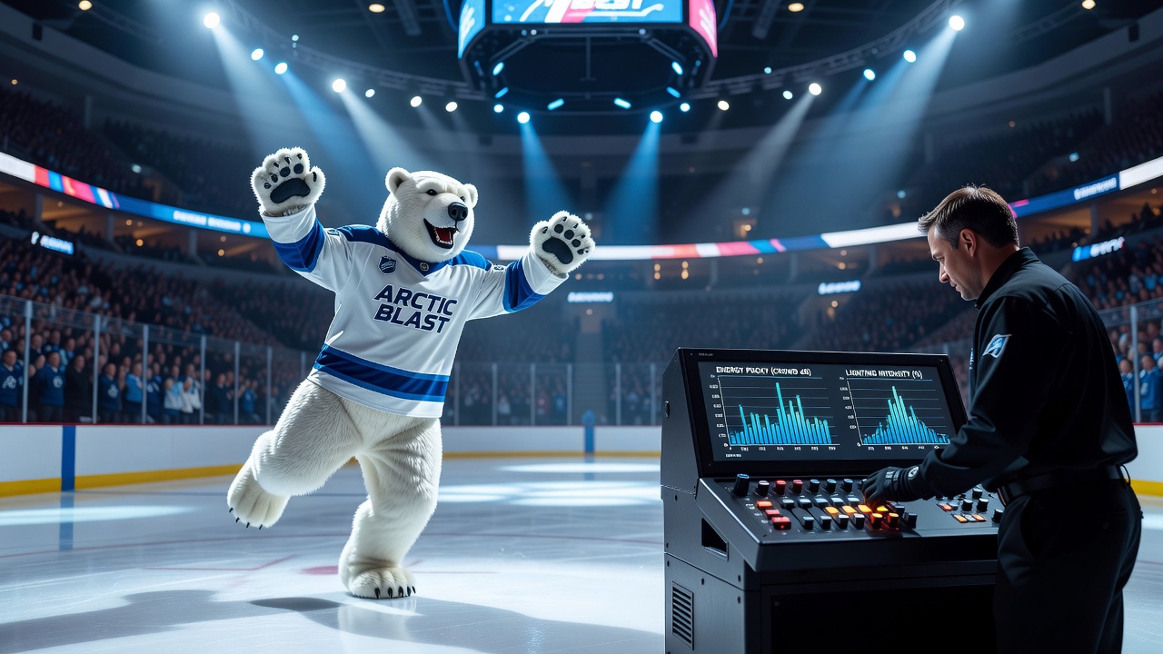 Arena lighting changes during NHL game affecting crowd and player visibility