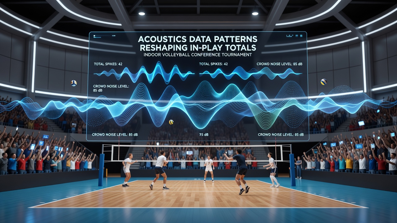 Data visualization dashboard displaying real-time sound level graphs overlaid with volleyball set scoring timelines