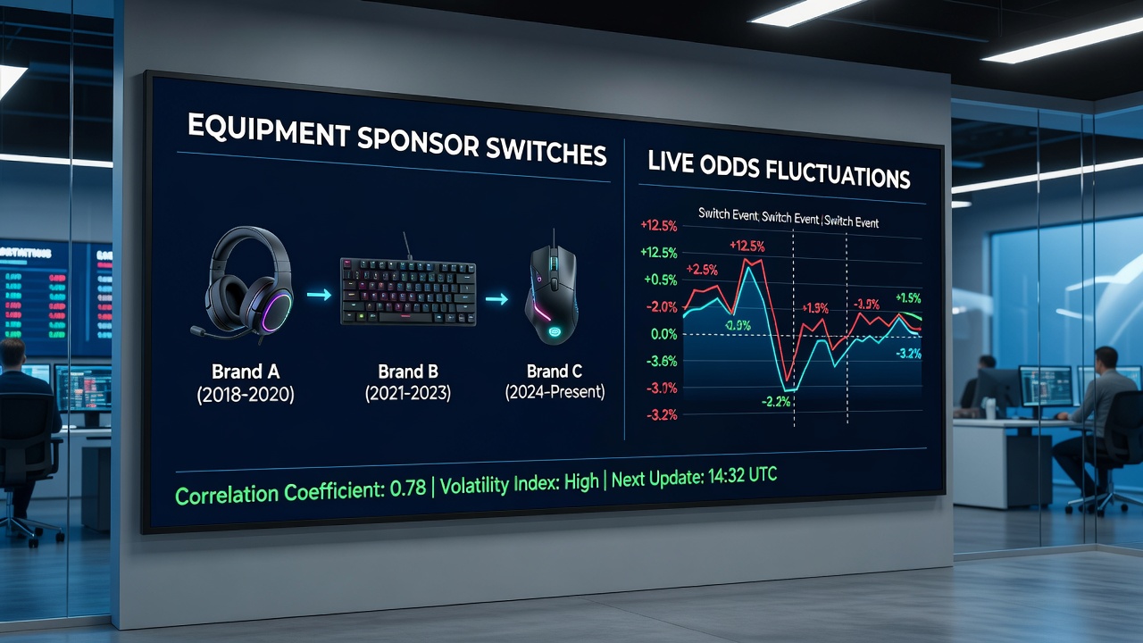 Live odds board updating during golf tournament alongside player equipment close-up