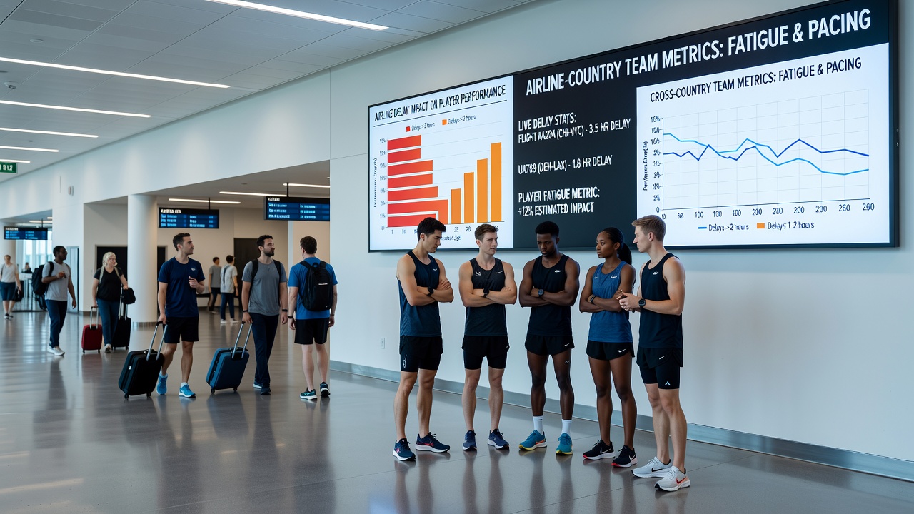 Analytics dashboard displaying NBA player performance trends after delayed flights